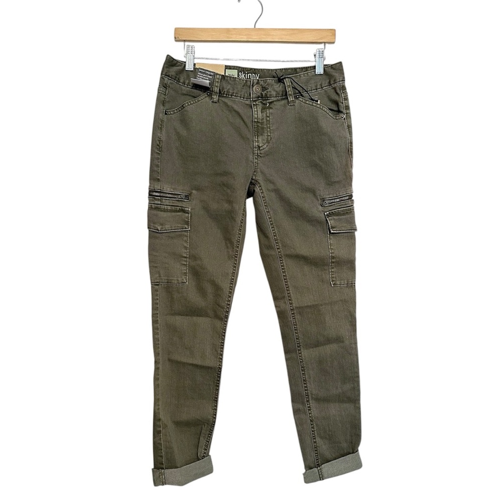 NWT Mossimo Skinny Premium Denim Olive Cargo Jeans Size 8